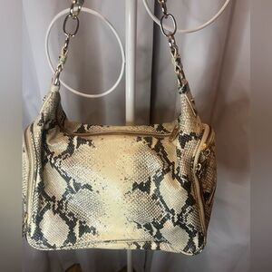 ALEXIS HUDSON Designer Snake Skin Leather Large handbag Two Zipper Closure